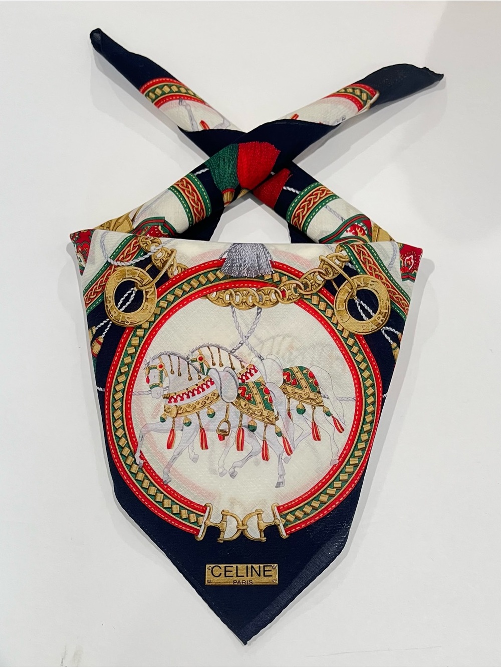 Women's Scarf in Navy, Red & Green